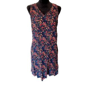 GAP Navy Floral Size Small Sleeveless Shift Dress w/Open Back